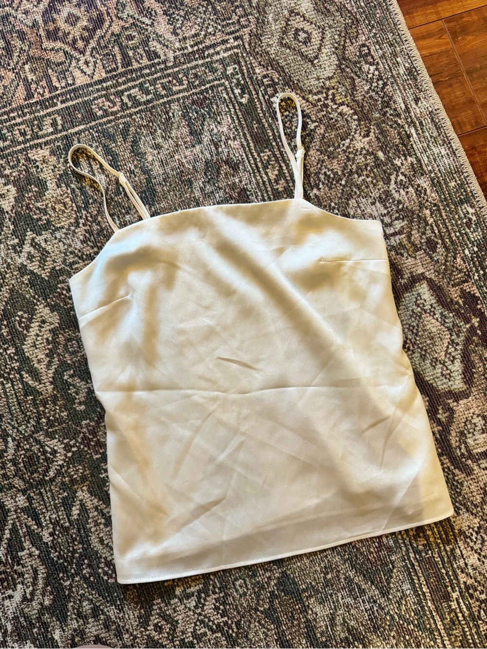 Dynamite Cream Satin Cami Top with Spaghetti Straps